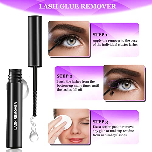 DIY Lash Extension Kit, Missicee Cluster Eyelash Extension Kit with Lash Bond & Seal, Applicator and Remover, 144 Pcs 0.10mm 56D 9-16mm Mixed Wide-stem Cluster Lash, Individual Lashes Kit at Home