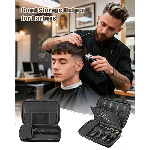 Barber Bags for Hair Clippers and Supplies, Hair Cutting Barber Case Supplies Organizer, Hair Trimmer Organizer for Men Razor Guard Grooming Kits (Case Only)