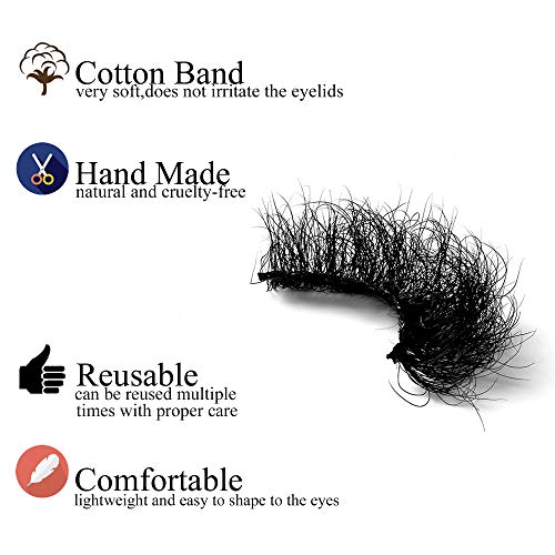 Fluffy Mink Lashes Miuhair False Eyelashes Natural Real Mink Lashes Fluffy Long 5D Dramatic Eyelashes for Women Full Lashes Durable Reusable Mink Eyelashes Messy Bomb1 pair