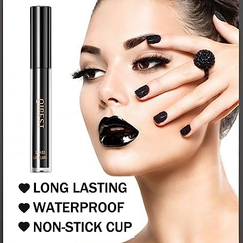 3Pcs Black Matte Liquid Lipstick,Lip Liner,Lip Gloss Trio Lip Set Waterproof Long-Lasting Moisturizing Velvety Lip Stain One Step Lips Makeup Kits Goth Makeup