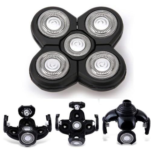 5 pcs Blades Refills Compatible with Freebird Head Shaver, 5 Blades Shaver Replacement Heads for Bald Men Freedom Grooming + 2 Cleaning Brush (5pcs)