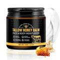 Tallow Honey Balm (4.2 OZ)-Natural Formula with Organic Grass-Fed Beef Tallow & Raw Wild Honey,Moisturizer& Non-Greasy Hydration for Face and Body