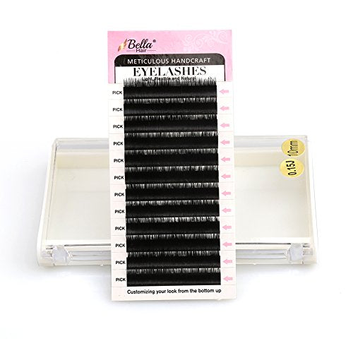 Natural Looking J Curl Siberian Mink Eyelash Extensions Handmade Volume Individual False Lashes Pack Thickness 0.15mm Medium 10mm by Bella Hair