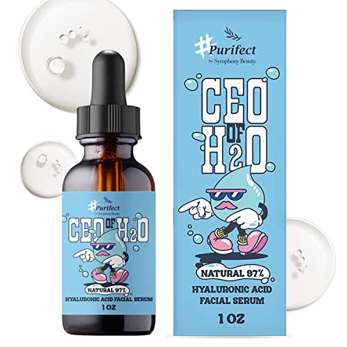 Purifect CEO of H20 Hyaluronic Acid Facial Serum ? Hydrating, Moisturizing, Relieves Redness with Vitamin E ? Made in USA ? Plumping Formula, Pairs Well with Vitamin C Serum & Moisturizer