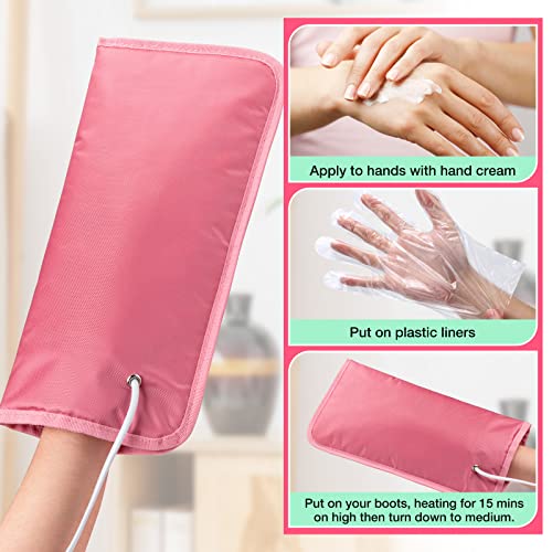 Noverlife Electric Heated Mittens Gloves for Paraffin Hand Wax Treatment, Nail Art Manicure Warmer Mittens, Beauty Therapy SPA Mitts for Women Beauty Treatment