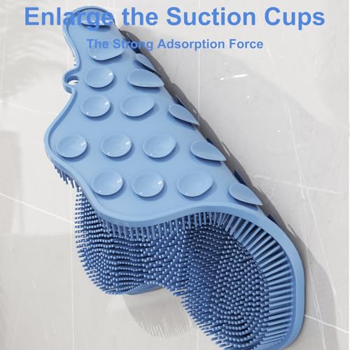 Shower Foot Scrubber, Shower Foot and Back Scrubber with Suction Cups, Shower Silicone Foot Washer for Exfoliating Massage£¨Blue&Pink£©
