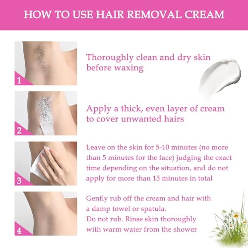 3PCS Hair Removal Cream for Women and Men,Painless Depilatory Cream for Face,Underarms,Leg,Bikini,Gentle Fast Hair Removal Lotion,Moisturizing Depilatory Set at Home, 3.5 Oz