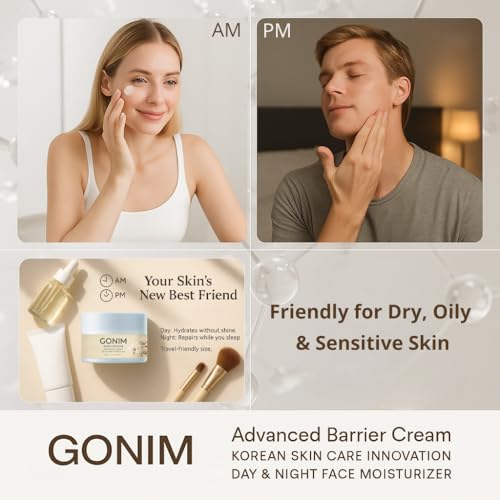 GONIM Face Moisturizer Korean Skin Care, Anti Aging Support with Collagen Activation,Skin Barrier Repair Face Cream, Daily Face Moisturizer for Dry, Sensitive Oily Skin,Shea Butter Hydration 1.69fl.oz