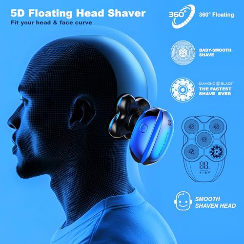 Blade & Stone¢ç Head Shaver for Men HS505-BB | Diamond-S-Blade¢ç | MIMO Net Technology for Superior Skin Comfort | 8500 RPM Durable Motor, USB-C Rechargeable - Big Blue