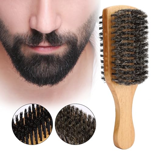 Wooden Beard Brush, Moustache Brush, Double Sided Beard Brush, Professional Beard Brush Shaving Brushes Shaving Accessories