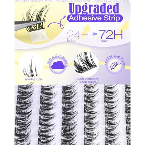 Short Self Adhesive Lash Clusters 8-12MM Natural Self Adhesive Eyelashes Pre Glued Wispy Eyelash Clusters No Glue Needed Cluster Lashes Spiky Manga C Curly Cluster Eyelash Extensions by Lvmixwig