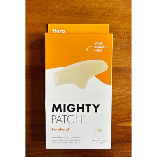 Mighty Patch Hero Cosmetics Forehead Patch - Hydrocolloid Acne Pimple Patch, Contoured to Cover Larger Area of Zits and Blemishes - Drug-Free and Suitable for Sensitive Skin (5 Count) (Pack of 2)