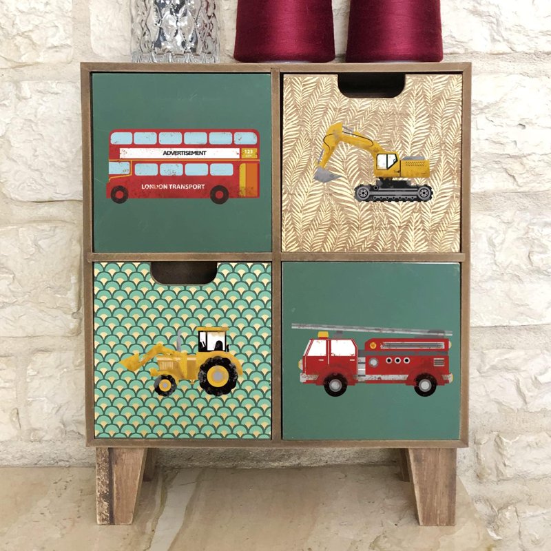 Car Theme Furniture Transfer Stickers 6x12 Inch Wall Art Decals Set of 3