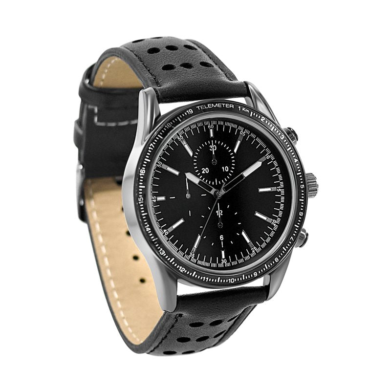 Men's 42mm Gunmetal Analog Watch with Luminous Hands and Black Strap