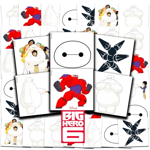 Big Hero 6 Tattoos Party Favors Bundle ~ 72 Perforated Individual 2" x 2" Baymax Temporary Tattoos for Kids Boys Girls | Big Hero 6 Party Supplies
