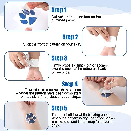 Colarr 180 Pcs Blue and Black Team Spirit Temporary Tattoo 2", 1.5" Face Body Paw Go Team Cheer Tattoo Removable Glitter School Spirit Stickers for Classroom Cheerleading Football Sports Games