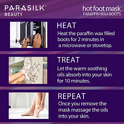 Parasilk Beauty Hot Foot Mask ? 1 Pair Self Contained Paraffin Wax Boots for Intensive Hydration. Infused with Coconut Oil, Argan Oil, Marula Oil, and Vitamin E. One Size Fits Most