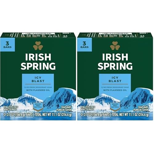 Irish Spring Bath Bar, Icy Blast 3.75 Oz, 3 x 3.75 oz bars (Pack of 2)