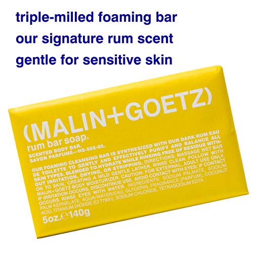MALIN+GOETZ Rum Bar Soap | Triple-Milled Cleansing Bar with Glycerin + Natural Hydrating Ingredients | Gently Cleanses, Softens + Moisturizes Skin | Long-Lasting, Residue-Free Formula (5 oz.)