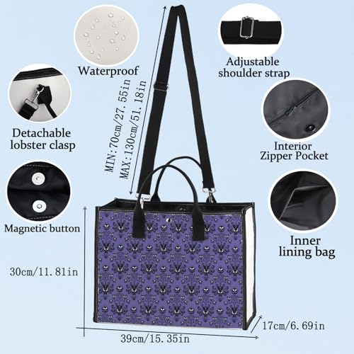 LEVLO Haunted Horror Makeup Bag - Spooky Purple Mansion Gift - Zipper Pouch Bag - Horror Ghost Merch