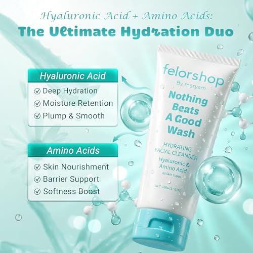 Hydrating Facial Cleanser | Daily Face Wash for All Skin Types | Hyaluronic Acid + Amino Acid | Non-Drying Oil Control Face Wash | 100 G