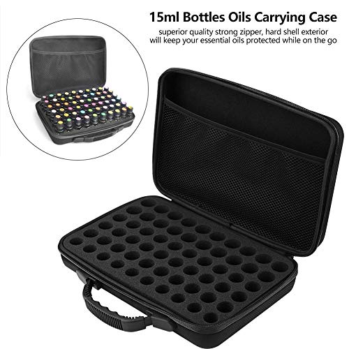 Yosoo 60-Bottle Essential Oil Carrying Case for 5ml,10ml,15ml with Handle Scented Oils Holder Traveling Carrying Case Storage Bag(Black)
