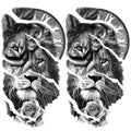 2 Sheets Realistic Animal Temporary Tattoos Stickers Clock Lion Rose Mechanics Designs For Men Waterproof Arm Leg Fake Body Art, Gym & Parties Bold Masculine Decals