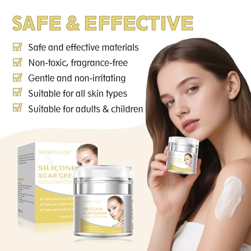 Advanced Scar Cream, Silicone Gel for Scars, Professional Scar Removal Cream for Surgical Scars, Stretch Marks, Old and New Scars, Keloids, Acne, Burns, 2 oz(60ml)