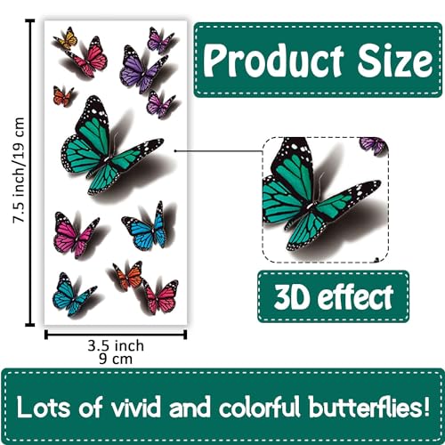 Cerlaza 78 Styles Temporary Tattoos for Women Adults, Butterfly Tattoo Stickers Realistic Tatuajes Temporales Woman, Waterproof Long Lasting Christmas Flower Fake Tattoos Sexy Semi Permanent Tatoo