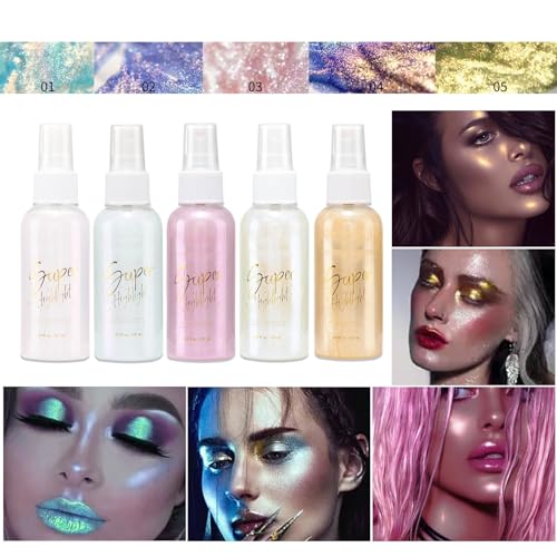 Body Glitter Spray, Perfect Body Highlighter Liquid Luminizer Illuminator Face and Body Glitter Spray¡£(Gold)