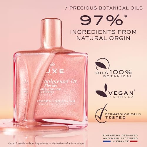 Nuxe Huile Prodigieuse Floral Shimmering Dry Oil (1.6 Fl Oz) & R?ve de Miel Honey Lip Gloss (0.33 Fl Oz), Skincare Duo for Radiant Skin & Lips