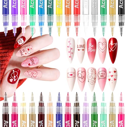 28 Color Nail Art Pens for Painting Nails, 2026 0.7 MM Nail Polish Pens Set Drawing Point Liner Acrylic Painted Pen Kit, Waterproof Quick-drying Nail for DIY Design Manicure Tools