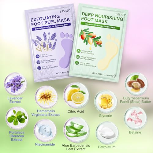 Foot Peeling 8Pcs£¦12Pcs Moisturizing Foot Mask, Exfoliator Peel Calluses Dead Skin Callus Remover, Hydrating Foot Masks for Dry Cracked Feet, Repair Rough Heels£¦Dry Skin for Baby Soft and Smooth Feet