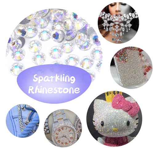 2000PCS Moonlight Rhinestones Bulk, Flat Back Crystal Glass Stone Round Gems,SS30, 6.4-6.6mm