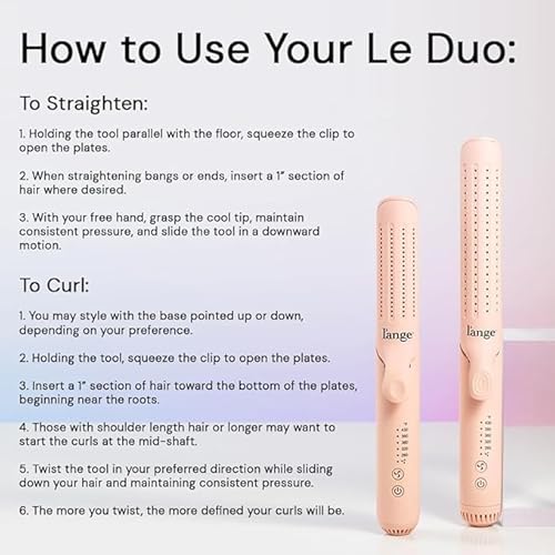 L'ANGE HAIR Le Duo Grande 360¡Æ Airflow Styler | 2-in-1 Curling Wand & Titanium Flat Iron Professional Hair Straightener and Curler with Cooling Air Vents to Lock in Style (Blush)
