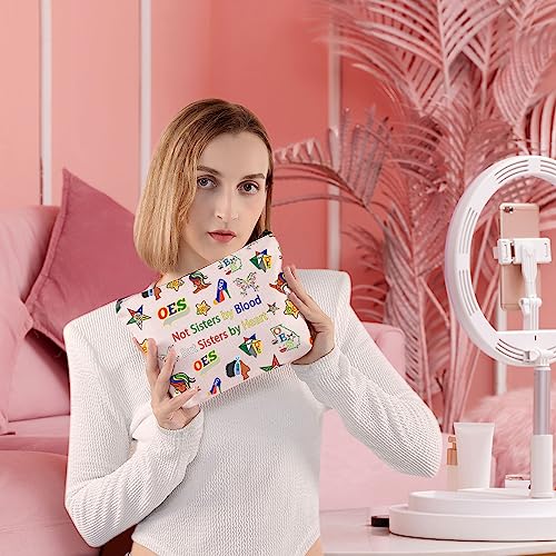 Abstract Boho Green Mountains Sun Cosmetic Bag, Bohemia Mid Century Modern Makeup Bag Zipper Cosmetic Pouch Bag Travel Linen Makeup Organizer, Boho Gifts for Women Her Teen Girls Teens