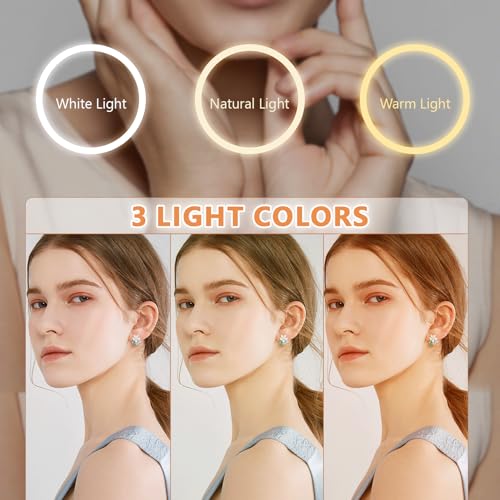Auxmir 1X/30X Wall Mounted Lighted Makeup Mirror, 8" Rechargeable Double-Sided Magnifying Mirror with Light, Touch Dimmable 3 Color Light, 360¡Æ Rotation Foldable Extended Arm, Black