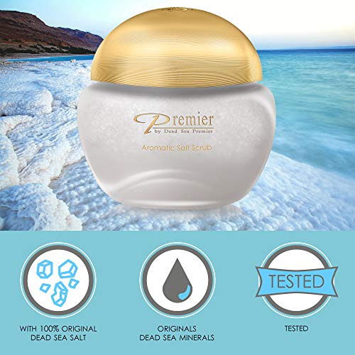 Premier Dead Sea Salt Scrub for Body Hands and Feet, Exfoliating with Jojoba Oil and Vitamin E, Natural Sea Salt Body Scrub for Women and Men, Exfoliator, Moisturizing 10.5 oz