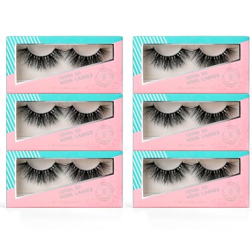 6 Pairs 18mm Mink Lashes 3D Real Mink Eyelashes Natural Look False Eyelashes 100% Handmade 6D Wispy Cross Fluffy Soft Reusable Fake Eye Lahses (Doll)