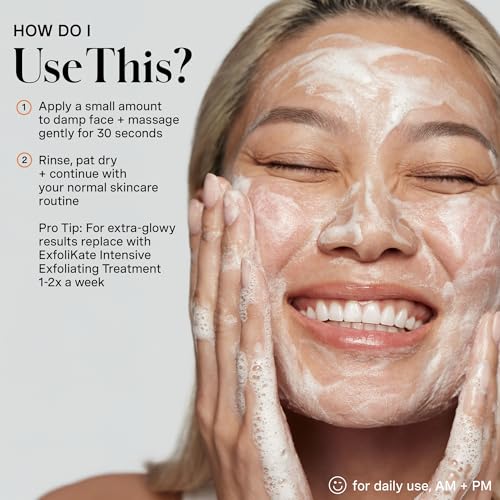 Kate Somerville ExfoliKate Cleanser ? Daily Exfoliating Foaming Face Wash ? Clinically Formulated Glycolic Acid and Lactic Acid Gentle Facial Scrub
