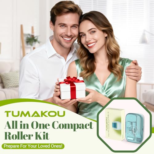 Derma Roller, TUMAKOU 10 in 1 Microneedle Roller Set for Face, Body, Scalp, Beard Hair, Microneedling Micro Needling Roller Kit for Women Men, with Storage Case & Face Ice Roller & Facial Brush(Green)