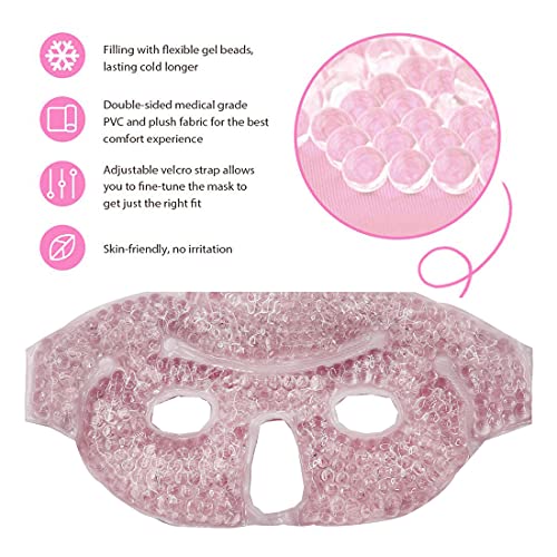 2PCS Ice Face Mask, Cold Hot Gel Face Eye Mask, Ice Mask with Soft Plush for Cooling Freezer Eye Mask for Puffy Eyes, Redness, Headaches, Stress