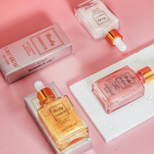 Body Shimmer Oil,Luxurious Illuminator Body Glow Oil,Moisturizing Body Luminizer Glow,Waterproof Long Lasting Body Luminizer Glow For Face and Body (01Silver White)
