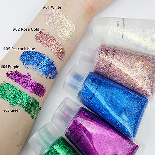 GL-Turelifes 30ml Sequins Chunky Glitter Liquid Eyeshadow Glitter Body Gel Festival Glitter Cosmetic Face Hair Nails Makeup Long Lasting Sparkling Easy to Apply, Easy to Remove (#07 Gold)