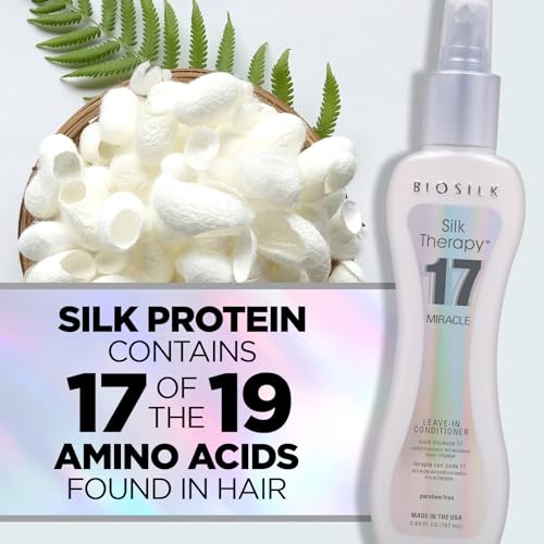 BioSilk Silk Therapy Miracle 17 Leave-In Conditioner,Reconstructs & Repairs Dry & Damaged Hair,Sulfate,Paraben,&-Cruelty-Free,5.64 Oz,(Pack of 2)