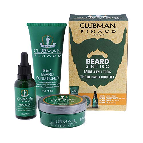 Clubman Pinaud 3-in-1 Beard Kit ? Includes Conditioner, Beard Oil and Balm, Starter Kit for Men