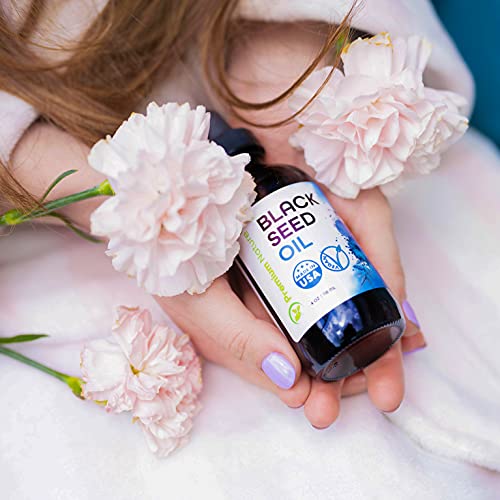 Black Seed Oil for Hair and Skin - Cold Pressed Virgin Unrefined Kalonji (Nigella Sativa) Oil from Nigella Seeds, 4 oz