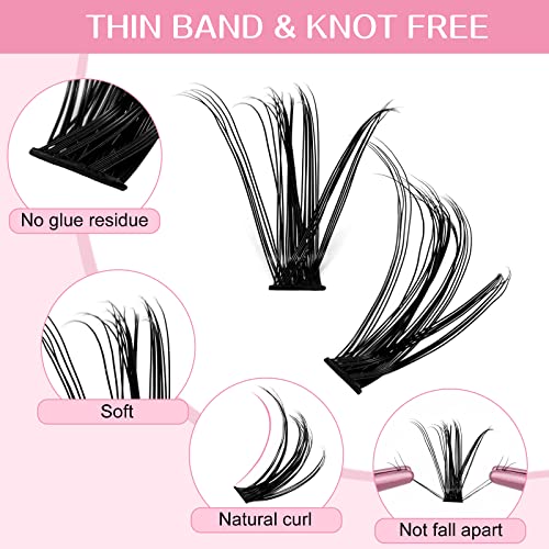 280 Pcs Individual Lashes, Lash Clusters 12-14-16-18 Mixed Cluster Lashes that Look Like Eyelash Extensions 30D+40D Mixed DIY Lash Extension Self Application At Home (30D+40D-D-12-18mix)