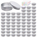 64Pack 2oz Aluminum Tin Jars, Metal Round Tins with Screw Lid for Lotion Bars, Balms, Cream, Salve, Spices, Toiletries
