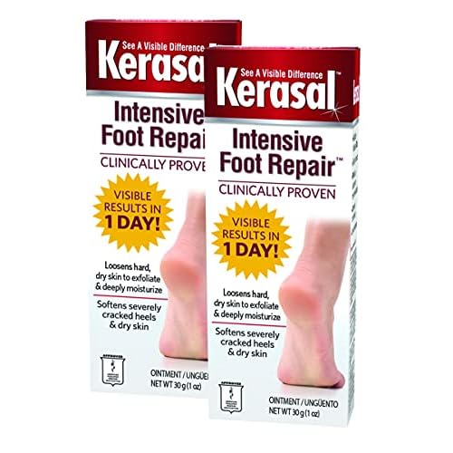 Kerasal Intensive Foot Repair Skin Healing Ointment for Cracked Heels and Dry Feet 1 oz, 2 Count & Daily Defense Foot Wash Daily Cleanser for Feet, 12 Ounce